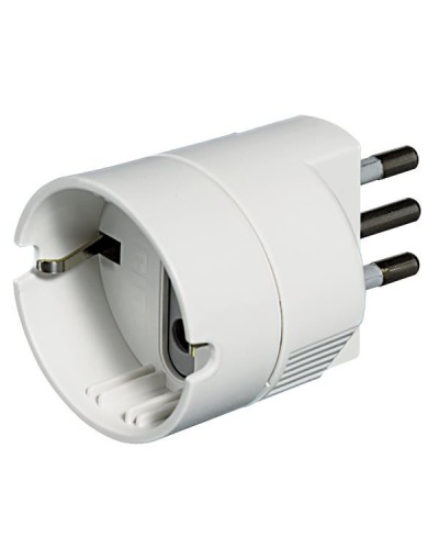 Adattatore con spina 2P+T 10A e presa tedesca - bianco