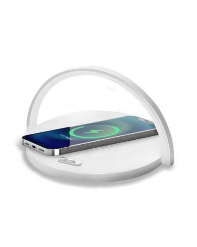 WLLIGHTCIRCLE - Lampada LED con caricabatteria wireless integrato, potenza massima 15 Watt, tre tonalità di luce, braccio circ