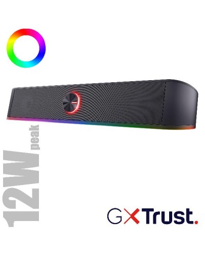 SOUNDBAR GAMING SPEAKERS 12W PICCO (6W RMS) ILLUMINATA RGB CON INGRESSO AUX E CUFFIA 6W RMS (12W PICCO) - TRUST GXT619 THORNE -