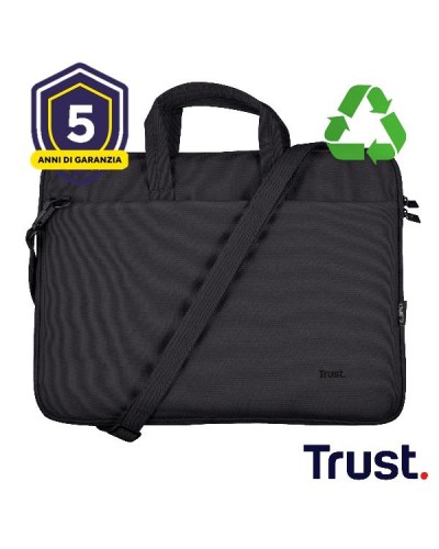 BORSA LAPTOP/NOTEBOOK FINO A 16" ECO - REALIZZATA CON PET RICICLATO - TRUST BOLOGNA NERO
