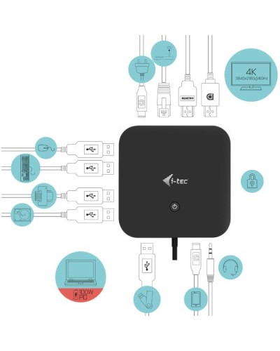 Docking Station USB-C per Doppio Monitor: 1xHDMI + 1xDP + PD 100W