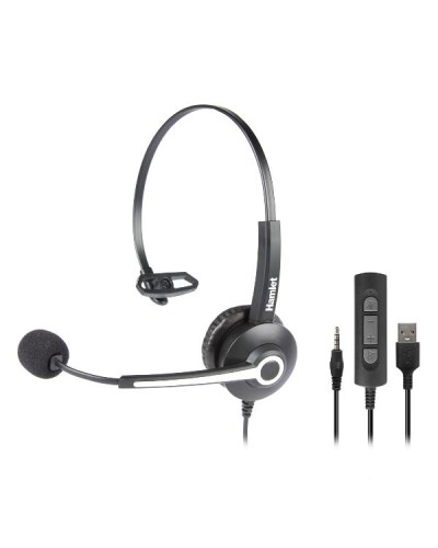 HHEADM-UJM  RENOVA CUFFIA MONOAURALE CON MIC. - COMBO USB E JACK 3.5mm + TELECOMANDO