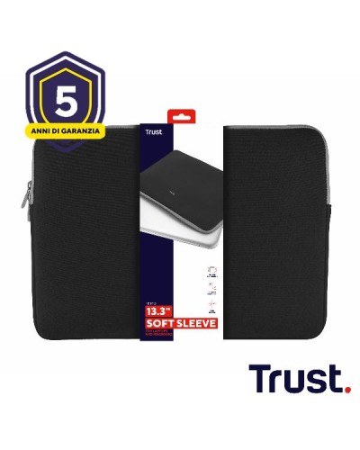 CUSTODIA/SLEEVE 13,3" MORBIDA PER LAPTOP/NOTEBOOK TRUST PRIMO - NERO
