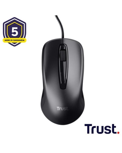MOUSE CABLATO 170CM - 1200DPI - TRUST CARVE - NERO