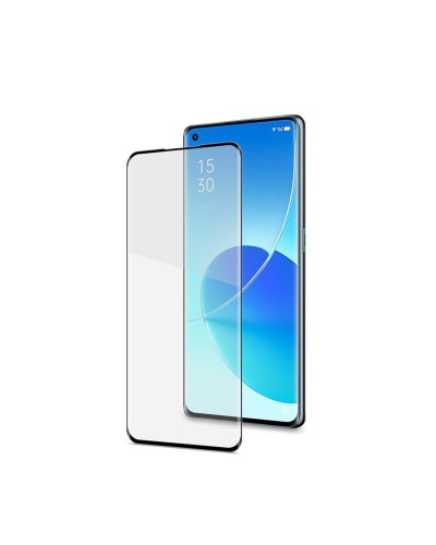 3DGLASS - Vetro 9H con bordo colorato nero per schermo curvo compatibile con Oppo Reno 6 Pro 5G/ Find X3 Neo 5G/ Reno 5 Pro+ 5G