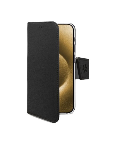 WALLY - Custodia a libro in pelle sintetica con chiusura flap magnetico, slot per carte e funzione stand colore nero compatibil