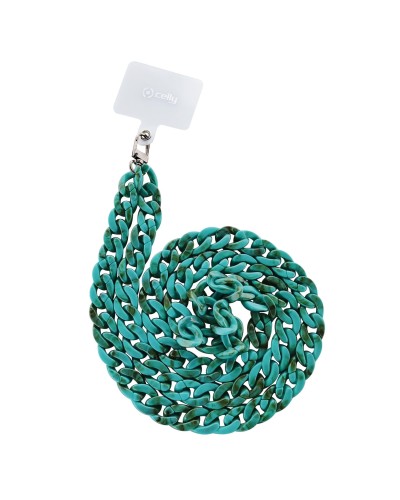 LACETMARBLE - Laccio da collo lunghezza 1.2 mt in Nylon con badge trasparente effetto marmo blu universale per smartphone [SUMM