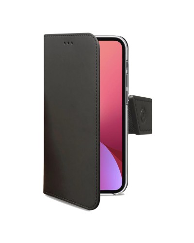 WALLY - Custodia a libro in pelle sintetica con chiusura flap magnetico, slot per carte e funzione stand colore nero compatibil