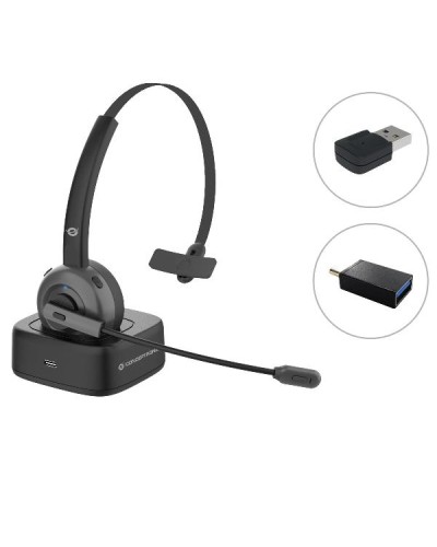 AURICOLARE WIRELESS BLUETOOTH con DOCK per ricarica, adattatore audio BT, Microfono