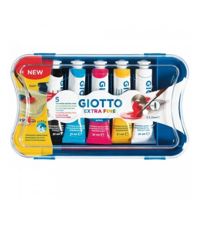 GIOTTO - TEMPERA EXTRA FINE 21ML COLOR ASSORTITO, CONFEZIONE DA 5