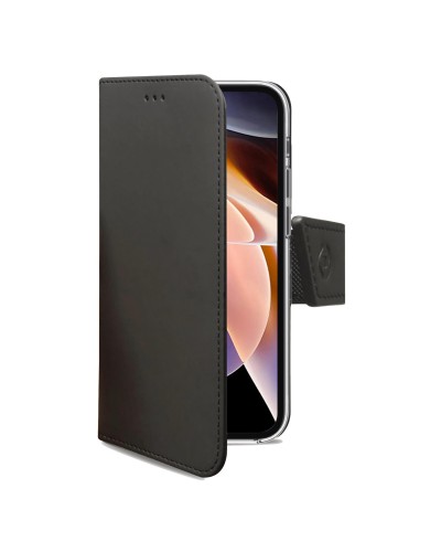 WALLY - Custodia a libro in pelle sintetica con chiusura flap magnetico, slot per carte e funzione stand colore nero compatibil