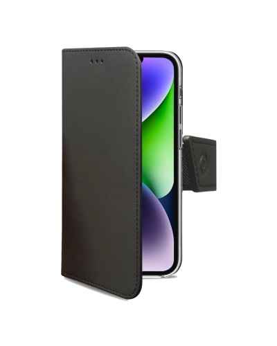 WALLY - Custodia a libro in pelle sintetica con chiusura flap magnetico, slot per carte e funzione stand colore nero compatibil