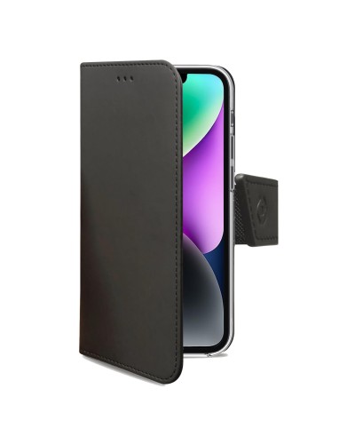 WALLY - Custodia a libro in pelle sintetica con chiusura flap magnetico, slot per carte e funzione stand colore nero compatibil