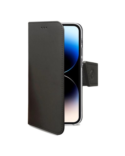 WALLY - Custodia a libro in pelle sintetica con chiusura flap magnetico, slot per carte e funzione stand colore nero compatibil