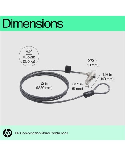 Cavo di sicurezza a combinazione HP Nano Security Lock