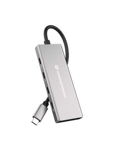 HUB 7-PORTE USB 3.2 GEN 2 -- 10Gbps, 4x USB-C, 3x USB-A, 100W PD USB, Alluminio