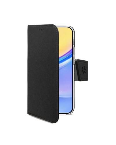 WALLY - Custodia a libro in pelle sintetica con chiusura flap magnetico, slot per carte e funzione stand colore nero compatibil