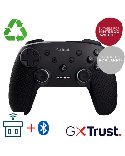 CONTROLLER GAMEPAD MULTICONNECT WIRELESS 2,4GHz + BT + CAVO PER CONSOLE E PC - PLASTICA RICICLATA 75% - TRUST GXT542 MUTA NERO