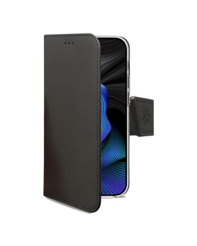WALLY - Custodia a libro in pelle sintetica con chiusura flap magnetico, slot per carte e funzione stand colore nero compatibil