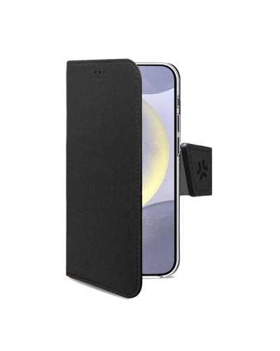 WALLY - Custodia a libro in pelle sintetica con chiusura flap magnetico, slot per carte e funzione stand colore nero compatibil