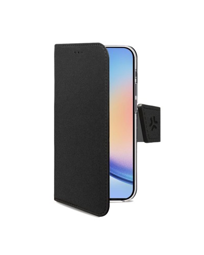 WALLY - Custodia a libro in pelle sintetica con chiusura flap magnetico, slot per carte e funzione stand compatibile con Samsun