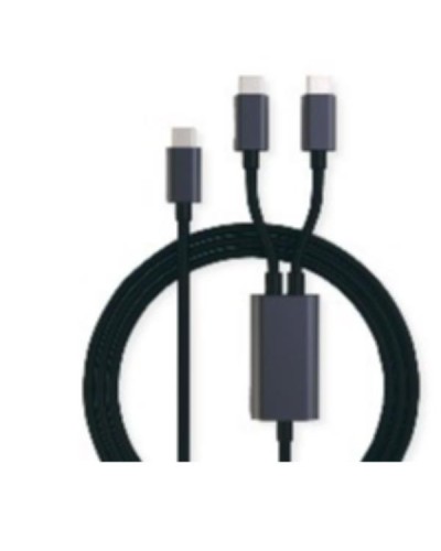 NILOX TECH - Docking station con porta USB-C, 3in1, cavo con splitter a forma di Y, 3 porte USB-C, lunghezza cavo 1.85 mt