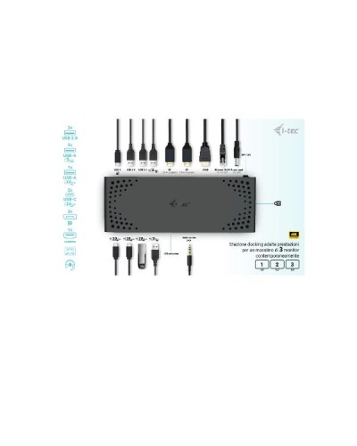Docking Station USB-C Triplo Monitor (3 Monitor: 2xDP / 1xHDMI) + 7 USB fino a 10Gbps + PD100W con Alimentatore