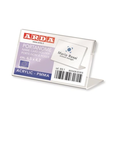 ARDA - Portanome a "L" in PMMA e acrilico 6,5x4,2 mm