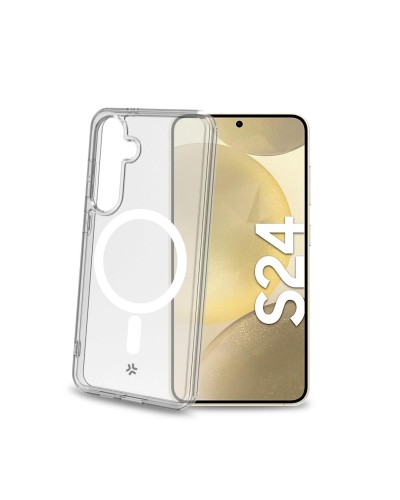 GELSKINMAG - Cover morbida trasparente in TPU, compatibile con la tecnologia Magsafe, anello magnetico color Bianco per Samsung