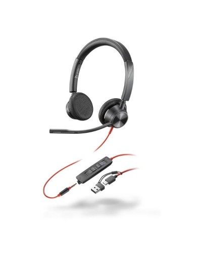 Cuffie HP Poly Blackwire 3325 USB-C/A + AUX 3,5 mm MS