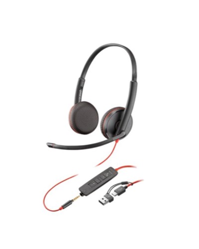 Cuffie HP Poly Blackwire 3225 USB-C/A + AUX 3,5 mm