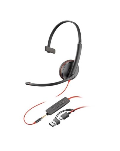 Cuffie HP Poly Blackwire 3215 USB-C/A + AUX 3,5 mm