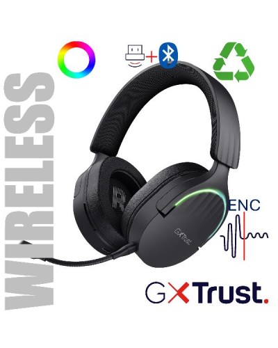 CUFFIE GAMING RGB WIRELESS RICARICABILI DOPPIA CONNESSIONE 2,4GH + BT, MICROFONO STACCABILE CON RIDUZIONE DEL RUMORE, DRIVER 50
