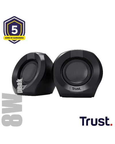 SET ALTOPARLANTI SPEAKERS 2.0 8W PICCO (4W RMS) - TRUST POLO 2.0 - NERO