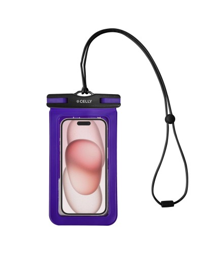 SPLASHBAG24 - Custodia impermeabile per smartphone fino a 7" dimensione display, design trasparente, chiusura ermetica, laccio 