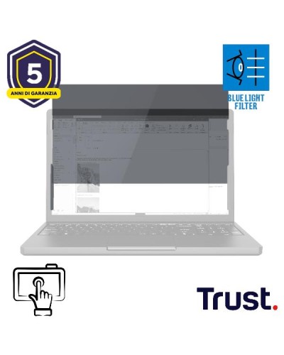 FILTRO SCHERMO PRIVACY 14" (174MM x 310MM) BLUE FILTER, VISUALE 60° E TOUCHSCREEN - TRUST PRIMO 14" PRIVACY FILTER