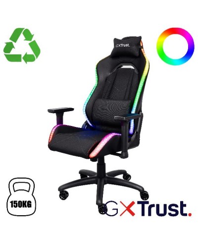 SEDIA GAMING ILLUMINATA RGB REALIZZATA CON MATERIALI SOSTENIBILI - TRUST GXT 719 RUYA RGB NERA