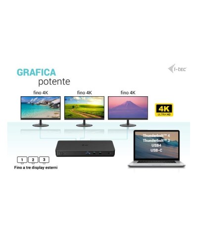Docking station USB-C Tre Monitor 4K (2xDP +1xHDMI) + 6 xUSB, con alimentatore
