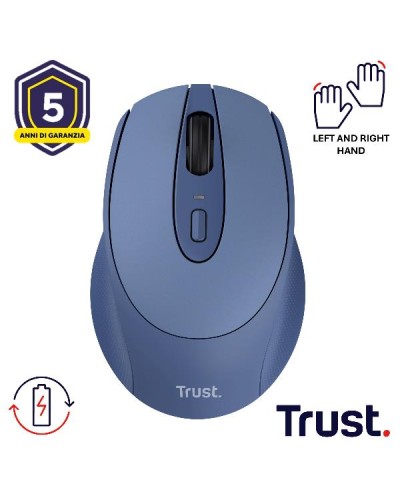 MOUSE WIRELESS RICARICABILE - 1600DPI - TRUST ZAYA - BLU