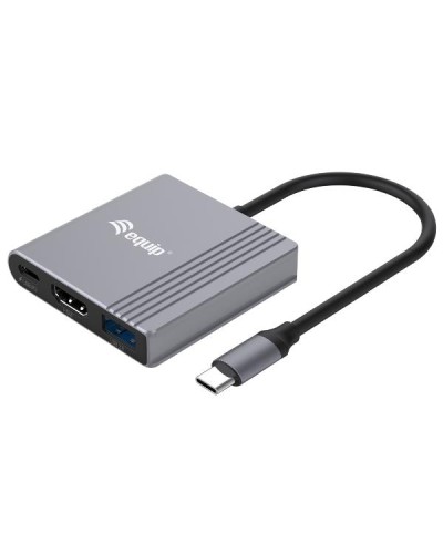 EQUIP - ADATTATORE USB-C 3 in 1, HDMI 4K/60Hz, USB-A, USB PD 100W