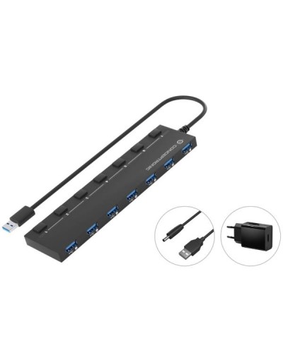 HUB USB 3.0 7-PORTE con adattatore di alimentazione, cavo da 90 cm, interruttore di alimentazione individuale