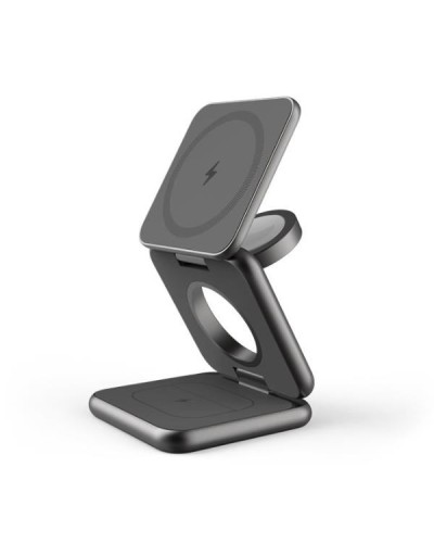 MAGFOLD3IN1 - Caricabatteria wireless 3in1, Tecnologia Magsafe, ricarica fino a 3 dispositivi, potenza massima 15 Watt, pieghev