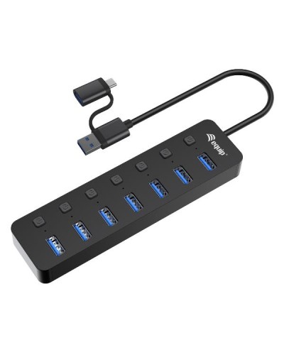 EQUIP - HUB 7-PORTE USB 3.2 Gen 1 con Interruttori, Alimentatore incluso