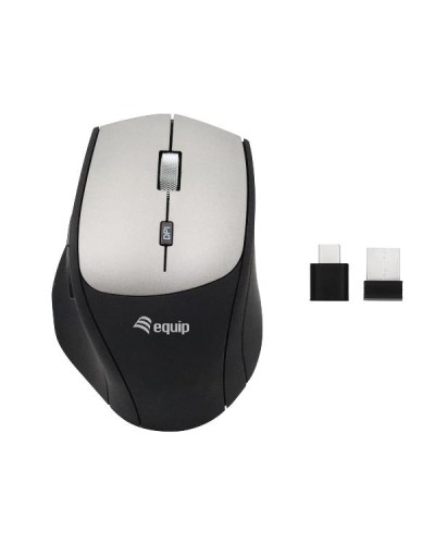 EQUIP - MOUSE ERGONOMICO WIRELESS 6-TASTI 2400dpi CON ADATTATORE DOPPIA CONNESSIONE (USB-C+A)