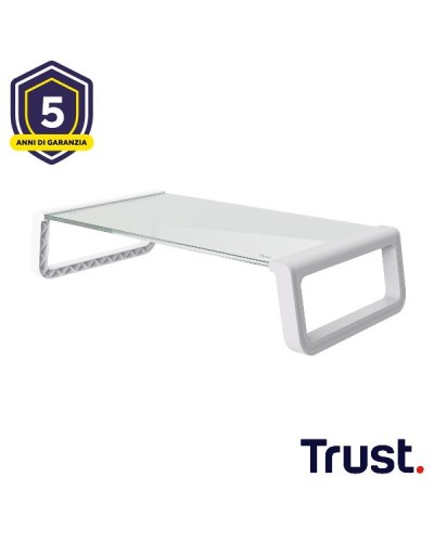 SUPPORTO MONITOR IN VETRO TEMPERATO - TRUST MONTA - BIANCO
