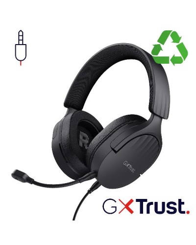 CUFFIE GAMING CABLATE JACK 3,5MM MULTIPIATTAFORMA, OVER-EAR, DRIVER 50MM - PLASTICA RICICLATA 85% - TRUST GXT489 FAYZO NERO