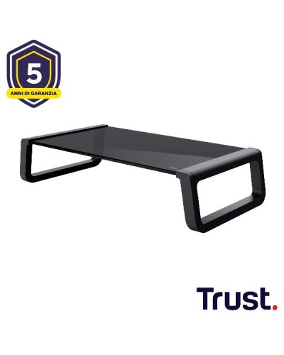 SUPPORTO MONITOR IN VETRO TEMPERATO - TRUST MONTA - NERO