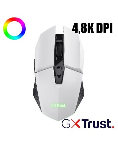 MOUSE GAMING RGB WIRELESS RICARICABILE 4.800DPI - TRUST GXT110W FELOX BIANCO