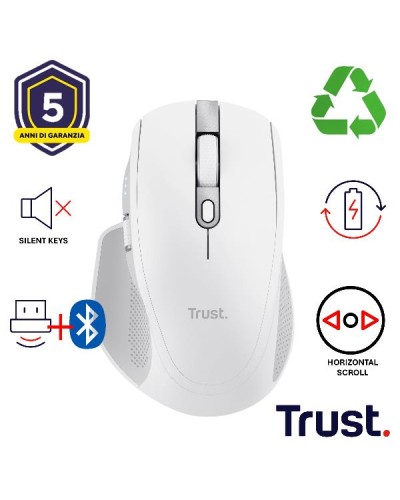 MOUSE WIRELESS RICARICABILE MULTICONNECT BT + WL 2,4GHZ SILENZIOSO - SCROLL ORIZZONTALE - 3200DPI - PLASTICA RICICLATA 60% - TR