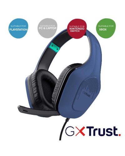 CUFFIE GAMING CABLATE JACK 3,5MM MULTIPIATTAFORMA, DRIVER 50MM - TRUST GXT415B ZIROX - BLU